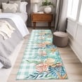 thumbnail image 4 of Runner Rug 2'x6', Summer Coastal Washable Non-Slip Hallway Runner Rugs, Watercolor Corals Shells Starfish Green Plaid Bedside Rugs Floor Mats Carpet Runners for Kitchen Bathroom Laundry Room, 4 of 8
