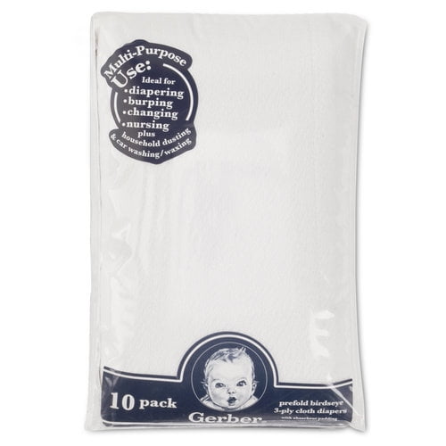 Gerber Cloth Baby Diaper, White 10 Pack
