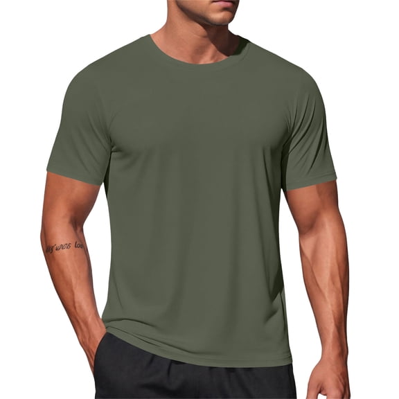 GrmtClth Men's T Shirt Short Sleeve Crew Neck Solid Color T-Shirt Casual Summer Classic Basic Athletic Gym Workout Tops Army Green M