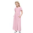 thumbnail image 1 of RXIRUCGD 2025 Vêtements d'Été pour Enfants Tout-Petits Filles Mignon Rayé Imprimé Manches Courtes Robe Extensible avec Poches Robe Longue en Ligne, 1 of 8