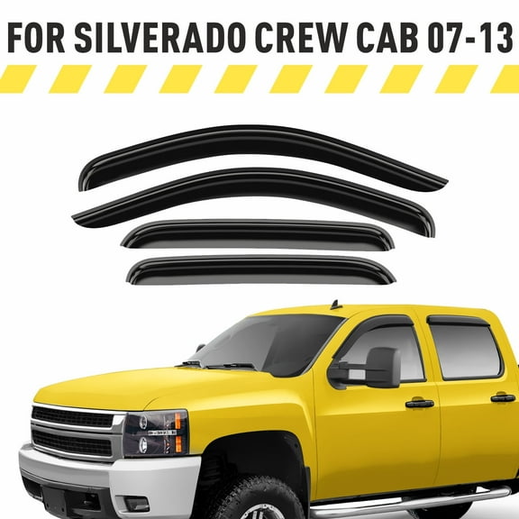 AEROGUYS Tape-On Window Deflectors Extra Durable Window Visors Rain Guards Fit for Chevrolet (Chevy) Silverado 1500 2007-2013 Crew Cab, Sun Visors, Wind Vent Visors, Truck Accessories - 4pcs. AG0012