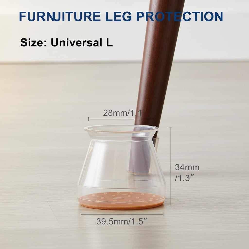 Silicone Chair Leg Floor Protectors with Felt Pads for Hardwood Floors Clear Furniture Leg Caps for Round and Square Legs 24 Count
