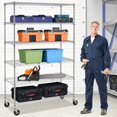thumbnail image 1 of 6 Tier Wire Shelving Unit Adjustable Storage Shelves Metal Shelf with Wheels Wire Rack for Garage Basement Kitchen Racks 2100lbs Capacity Metal Pantry Shelves，Silver, 1 of 7