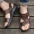 thumbnail image 3 of Quealent Adult Men Sandal Extra Wide Sandals for Men with Feet Men Summer Two Wear Buckle Strap Casual Open Toe Flat Mens Beach Sandals Size 8 Brown 8, 3 of 9