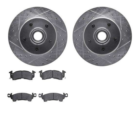 Dynamic Friction Company Front Brake Rotors-Drilled and Slotted-Silver with 5000 Advanced Brake Pads 7502-47002