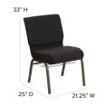 thumbnail image 2 of HERCULES Series 21''W Church Chair in Black Dot Patterned Fabric with Cup Book Rack - Gold Vein Frame, 2 of 9
