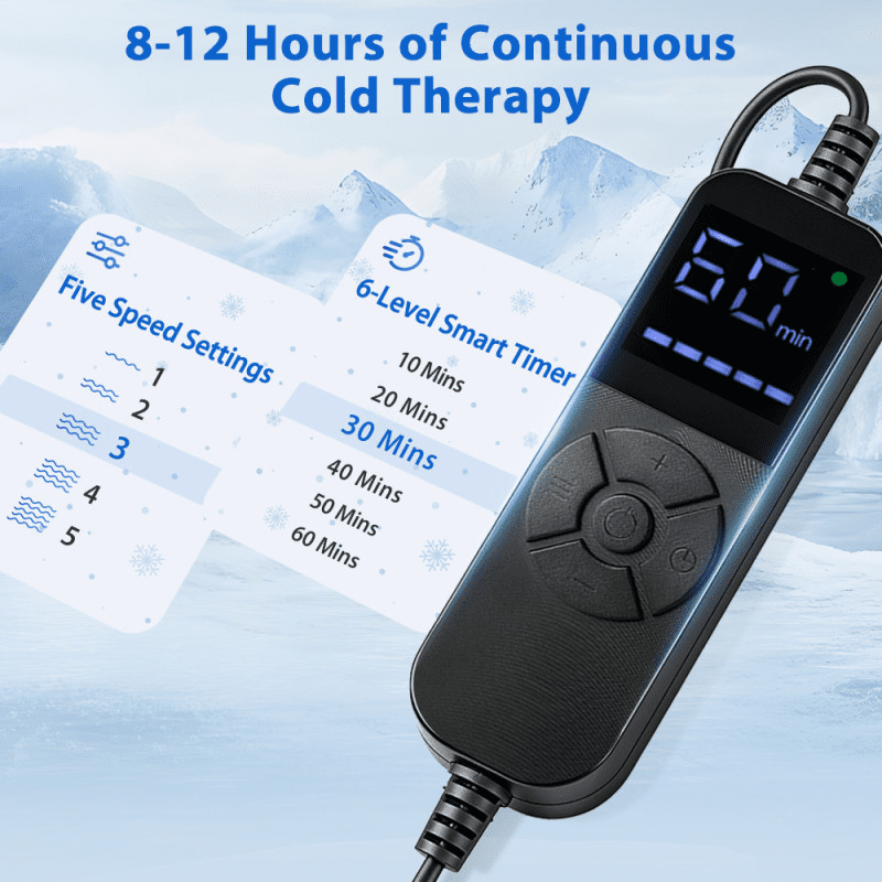 Portable Ice Machine for Knee, 14L Collapsible Ice Barrel with Programmable 6 Timer Cold Machine & Secure Straps, Cold Machine Apply to Arm, Ankle, Thigh