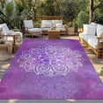 thumbnail image 2 of Boho Floral Outdoor Rug for Patio/Deck/Porch, Non-Slip Large Area Rug 5 x 7 Ft, Purple Flowers Vintage Bohemian Watercolor Indoor Outdoor Rugs Washable Area Rugs, Reversible Camping Rug Carpet Runner, 2 of 8
