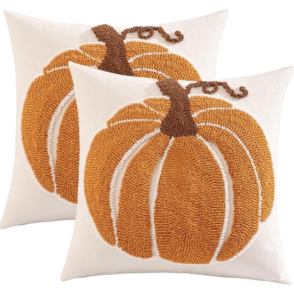 Tosleo Halloween Throw Pillow Covers 18x18 inch Set of 2 Halloween Orange Pumpkins Embroidered Pillow Cases Thanksgiving Home Party Pumpkin Fall Decor Pillowcases Lumbar Cushion Covers