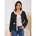 thumbnail image 4 of Usaibhir Womens Knit Button Up Cardigan Sweaters with Pockets Long Sleeve Crew Neck Open Front Sweater Jackets Outerwear, 4 of 8