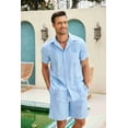 thumbnail image 3 of COOFANDY Men's Two Piece Outfits Sets Linen Shirt Cruise Wear Shirt and Shorts Set, 3 of 9