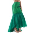 thumbnail image 3 of YEAHDOR Womens Fish Tail Skirt Ladies Halloween Carnival Long Mermaid Skirt Costume Sequins Glitter Party Evening Maxi Skirt A Green L, 3 of 7