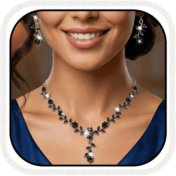 DESIGNICE Rhinestone Necklace Earrings Set Silver Bridal Wedding Jewelry Sets Prom Formal Costume Jewelry for Women and Brides