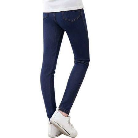 

Monfince Girls Jeggings - Pull On Super Stretch Denim Skinny Jeans for Girls Blue 110cm/3.6ft