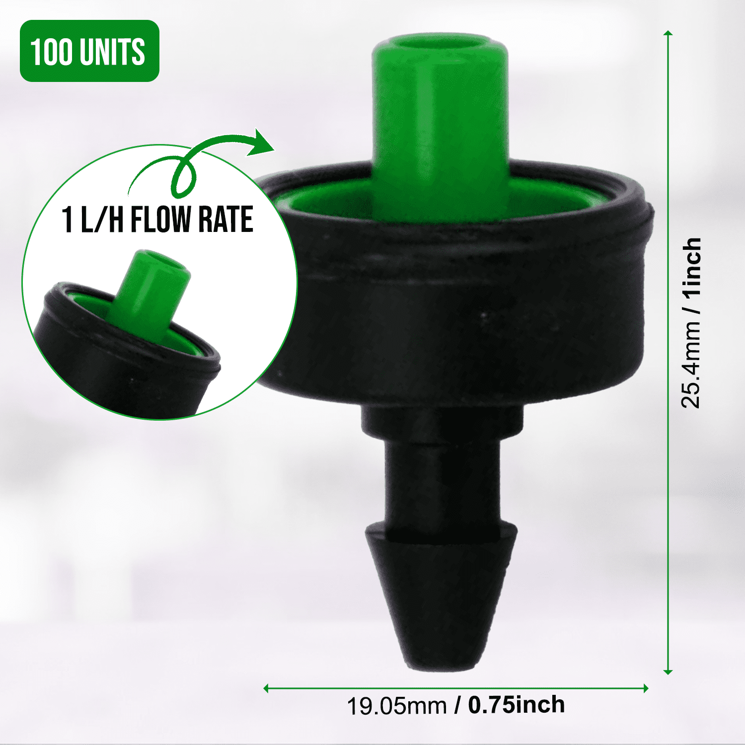 DripRack 25-Pack 1.0 LPH Pressure Compensating Button Drip Irrigation Emitters