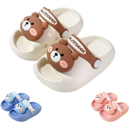 

Little Kids Slides Sandals Boys Girls Cute Shower Slippers Non-Slip Novelty Open Toe Sandals Extremely Comfy Cushioned