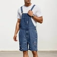 thumbnail image 4 of Mens Jeans Distressed Overalls Denim Daily Wear Bib Overalls Stretch Casual Loose Fit Outdoor Denim Pants, 4 of 8