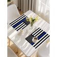 thumbnail image 5 of Blue American Flag Placemats Set of 12, Black White Striped US Flag Stars Placemats for Dining Table, Place Mats for Kitchen Tabletop, Waterproof Wipeable Dining Table Mats Set, 5 of 9