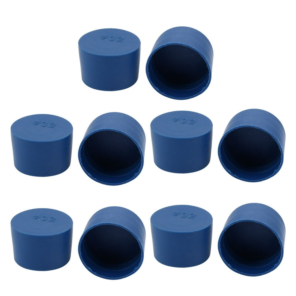 10pcs 32mm Inner Dia PE Plastic End Cap Bolt Thread Protector Tube Cover Blue