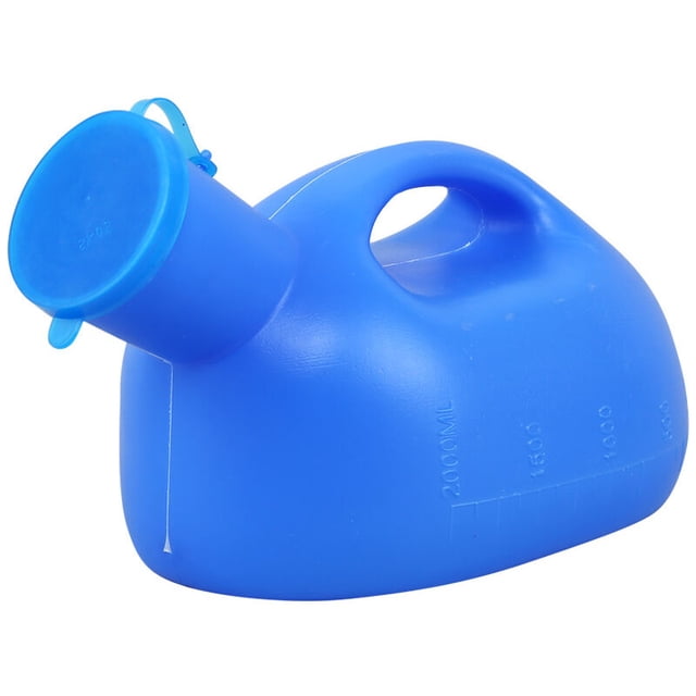 Botella de orina portátil para exteriores de 2000 ml con tapa, urinario masculino para almacenar orina, colector de orina,