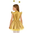 thumbnail image 6 of iiniim Girls Space Alien Dress Cap Sleeve Metallic Holographic A Line Tutu Dress Set Outer Space Outfits Gold 8, 6 of 7