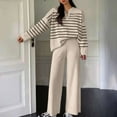 thumbnail image 2 of Jinhomg Women's Two Piece Thin Sweater Lounge Sets 2025 Fall Winter Oversized Knit Pullover with Wide Leg Pants Casual Comfy Knitted Outfits Summer Saving Beige Free Size, 2 of 7