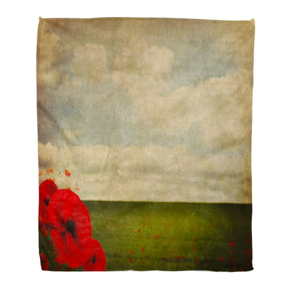 NUDECOR Flannel Throw Blanket War Ww1 Abstract Poppies World Remembrance First Poppy Great 58x80 Inch Lightweight Cozy Plush Fluffy Warm Fuzzy Soft