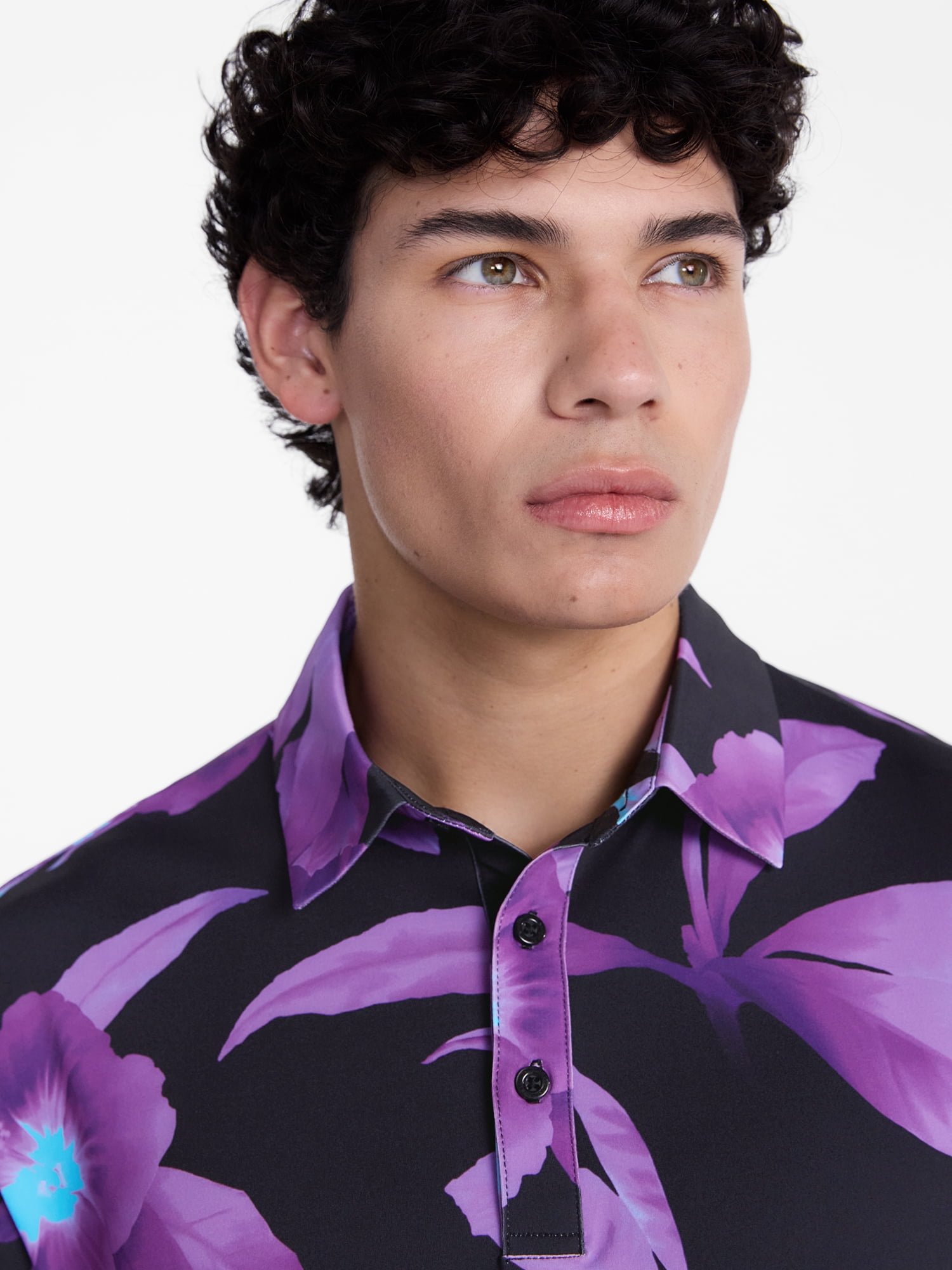 Birdie Bound Men's and Big Men's Midnight Bloom Polo Shirt, Sizes XS-4XLT