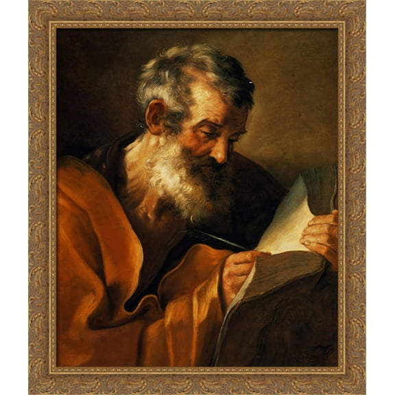 Saint Mark 28x34 Large Gold Ornate Wood Framed Canvas Art by Guido Reni