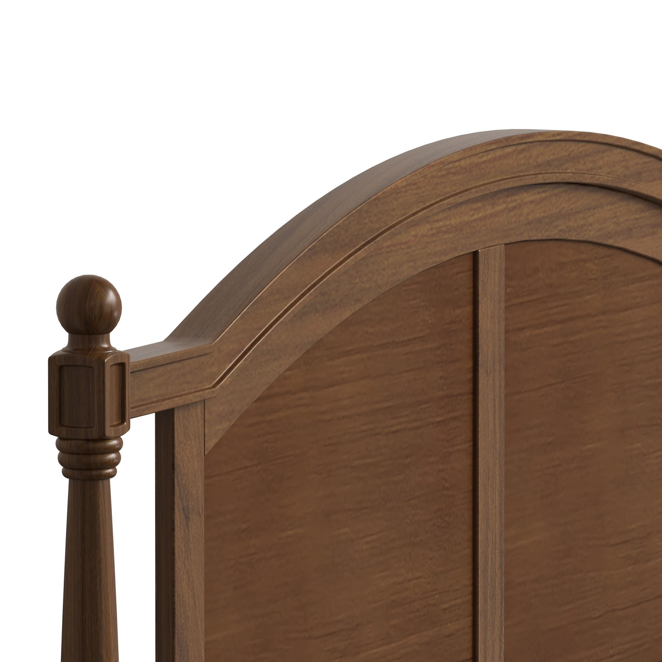 Noble House Norra Traditional Wooden Platform Queen Bed Frame with Arched Headboard, Cottage Panel Bed Frame, Walnut