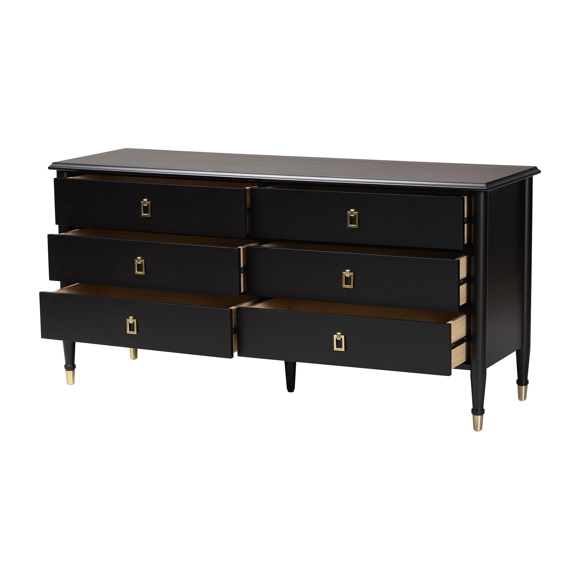 Baxton Studio Tamra Art-Deco Dresser, 6-Drawer, Black