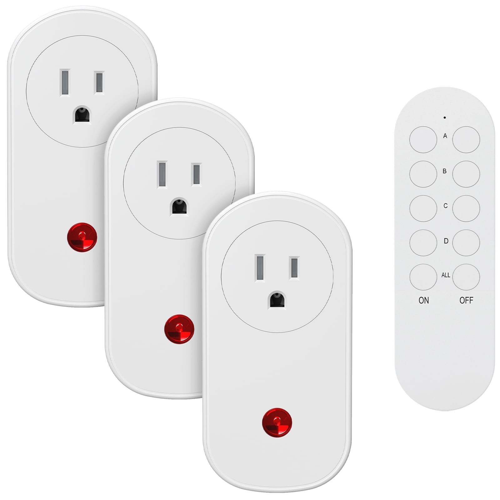Wireless Surnice Smart Control Outlets, 130Ft/40M, 15A/120V/1800W, 3 Plugs+1 Remote