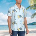 thumbnail image 5 of Balery Cartoon Turtle Print Men's Hawaiian Shirts Short Sleeve Beach Shirt Relaxed Fit Vacation Button Down Shirts-Small, 5 of 9