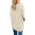 thumbnail image 3 of JWD Womens Loose Blouse Long Sleeve V Neck Button Down T Shirts Tie Front Knot Casual Tops Oatmea XL, 3 of 4