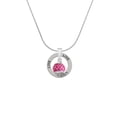thumbnail image 2 of Delight Jewelry Silvertone Hot Pink Giraffe Print Spinner Live Ring Charm Necklace, 18", 2 of 4