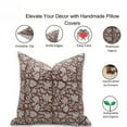 thumbnail image 3 of Fabdivine Block Print Throw Pillow Cover, 18x18 inch Duck Canvas, Handmade, Brown, 3 of 5