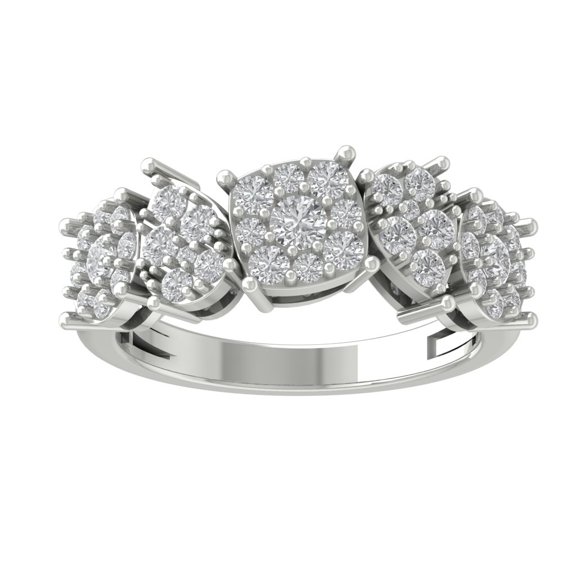 Araiya 14K White Gold Round Cluster Diamond Engagement Ring (1 cttw, I-J Color, I2-I3 Clarity), Size 10