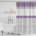 thumbnail image 4 of Purple Grey Waterproof Fabric Shower Curtain,Chic Garden Floral Stripe Aesthetic Flower Waterproof Fabric Shower Curtain for Bathroom Curtains Bathtubs Shower Curtains with 12 Hooks Standard 60x72, 4 of 8