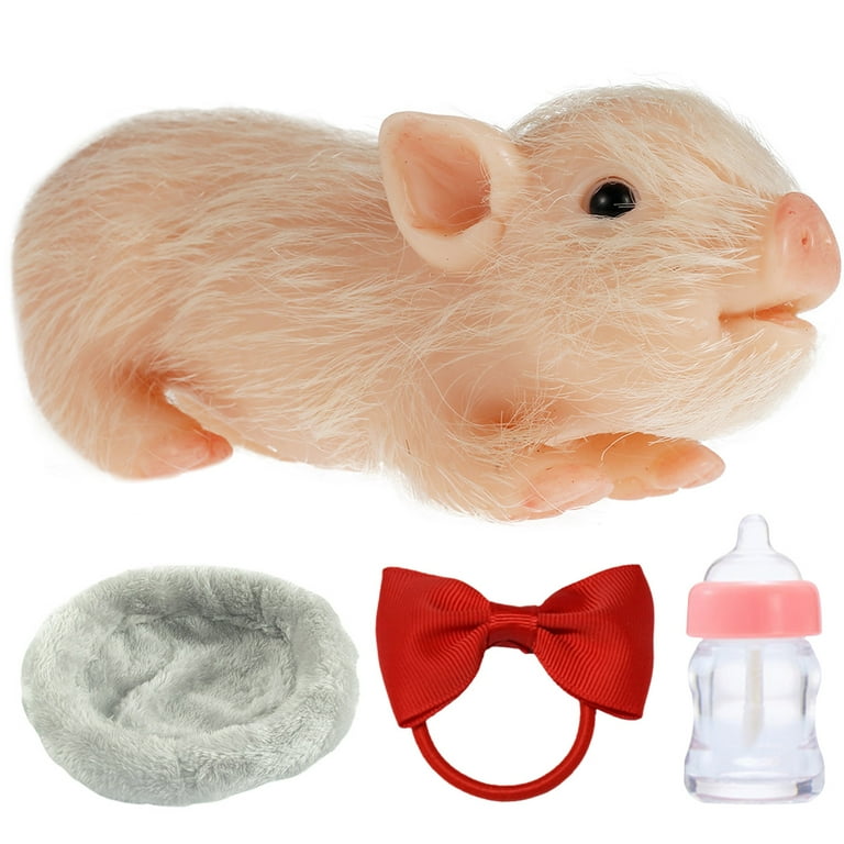 Silicone Pig Silicone Animals Pig Doll High Simulation Mini Silicone Pig  BPA-free Silicone Realistic Toy Pig for Photography Props Lifelike Pig for