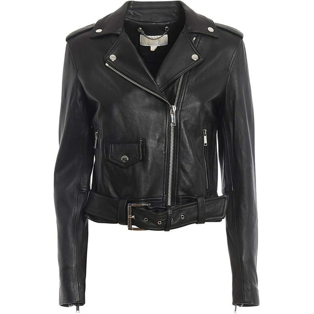 Michael Michael Kors Women's Black Leather Moto Jacket (S) 