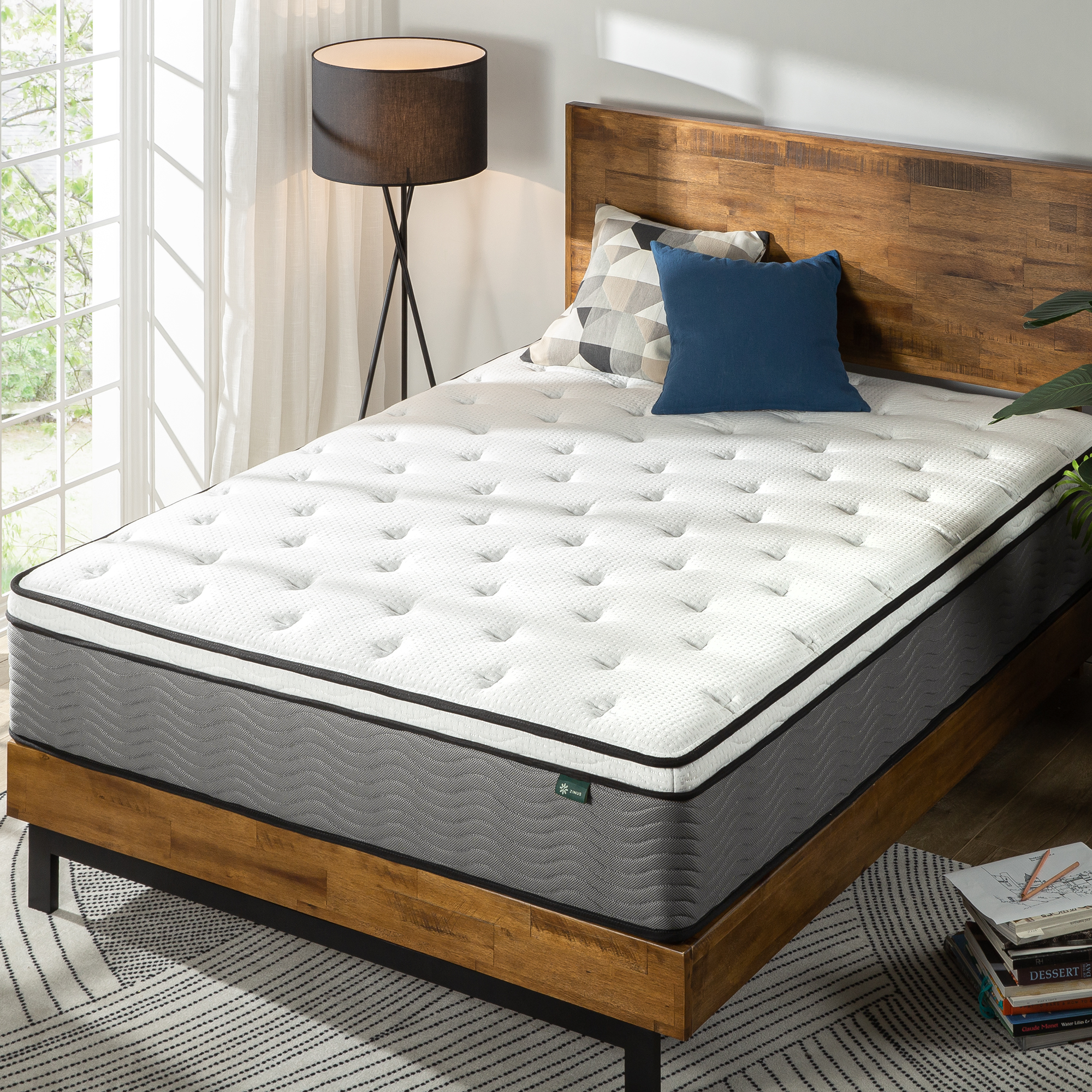 Zinus True Support 12" Twin Euro Top Medium Hybrid Mattress with Comfort Foam and Pocket Springs