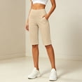 thumbnail image 2 of SOFTCCLO Running Shorts for Women High Waist Slim Yoga Shorts Solid 5 Inch with Pockets Womens Shorts Beige L, 2 of 7