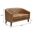 thumbnail image 5 of 50" Faux Leather Small Barrel Love Seat Settee, Diamond Tufted Back Compact Loveseat Sofa with Nailhead Trim, Modern 2-Seater Couch with Solid Wood Legs for Small Spaces, Apartments, Coffee, 5 of 16