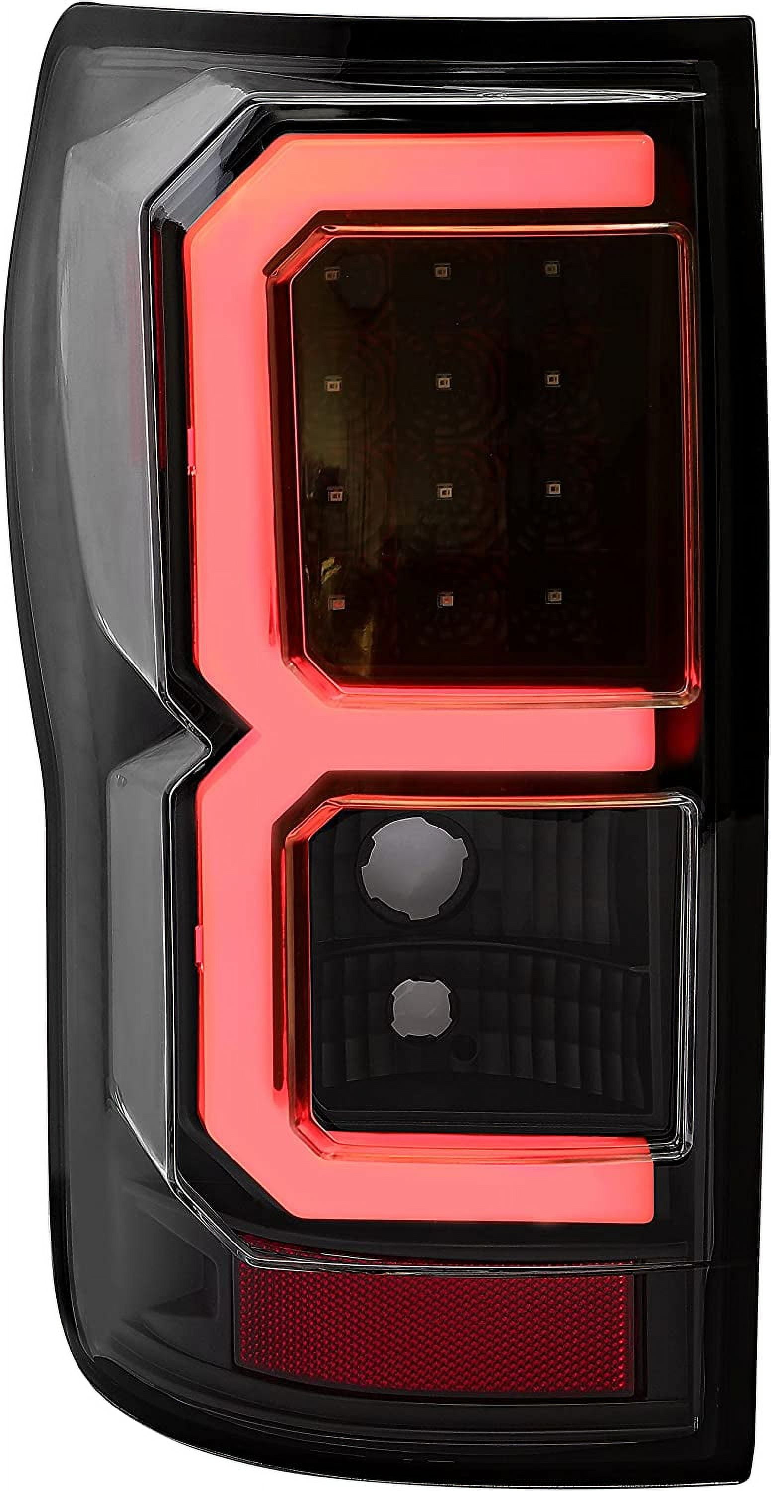 ECOTRIC Pair Tail Lights Taillights Brake Lamps Compatible with 2007-2013 Toyota Tundra Pickup Truck LED Tube Style Clear Lens Black Housing Passenger and Driver Side
