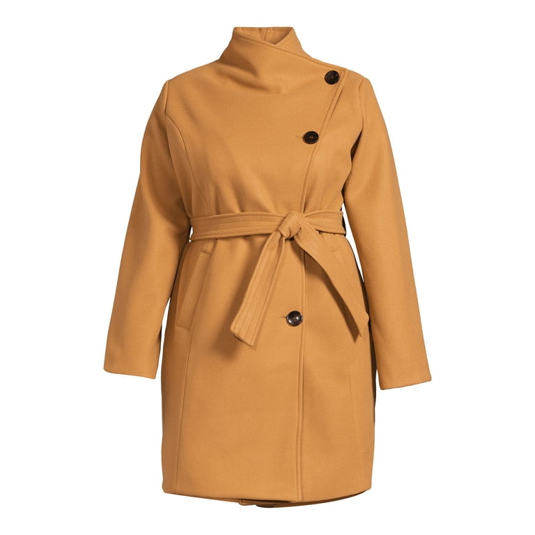 Mark Women's Plus Asymmetrical Belted Coat -