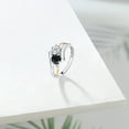 thumbnail image 4 of Gem Stone King 1.21 Cttw Black Sapphire White Moissanite and Lab Grown Diamond Ring for Women | 925 Silver and 10K Yellow Gold | Gemstone Birthstone | 5MM Round | Size 9, 4 of 5