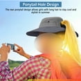 thumbnail image 5 of IC ICLOVER Women Summer Sun Hat Wide Brim Outdoor UV Protection Hat Foldable Ponytail Bucket Cap for Beach Travel Hiking Gardening with Adjustable Chin Strap, Gray, 5 of 8