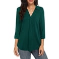 thumbnail image 3 of JYLPZYR Loose Tops for Women New European and American Temperament Chiffon Women's Pullover Loose V-Neck Shirt Top Oversized Tshirt(Green,M), 3 of 5