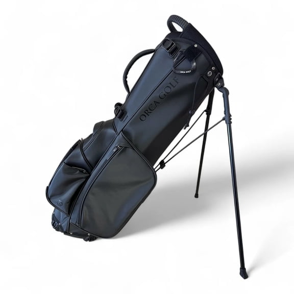 NEW Orca Golf Dorsal 2 Synthetic Leather Stand Bag 4-Way Top - Ebony
