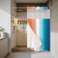 thumbnail image 4 of Gradient Orange Teal No Hook Shower Curtain with Snap in Liner Modern Abstract Minimalist Blue Ocean Beach Waterproof Bathroom Shower Curtain with See Through Top Window for Bathtub 36" x 72", 4 of 9